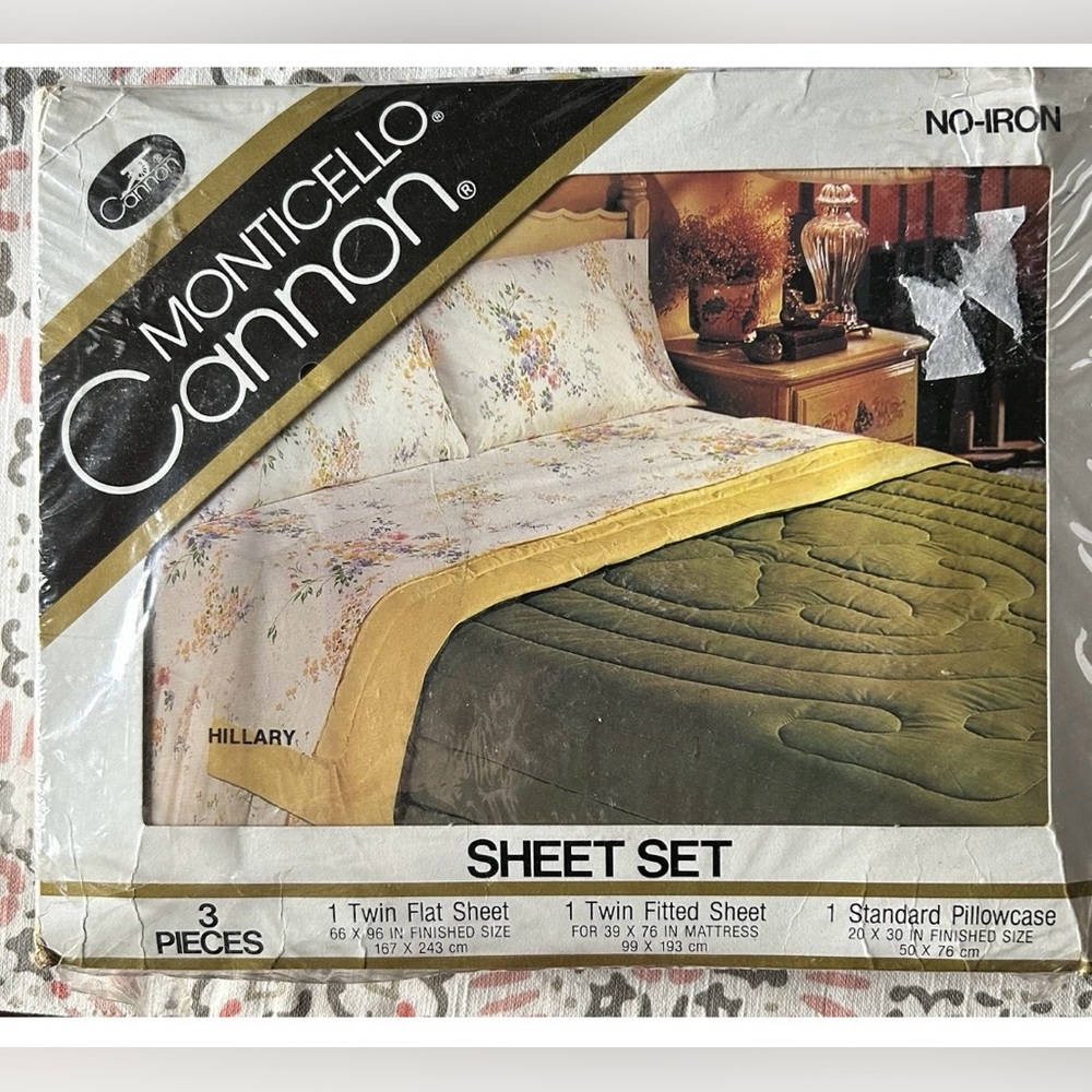 NEW Vintage Cannon Monticello “Hilary” Floral Twin Sheet Set 3 Piece